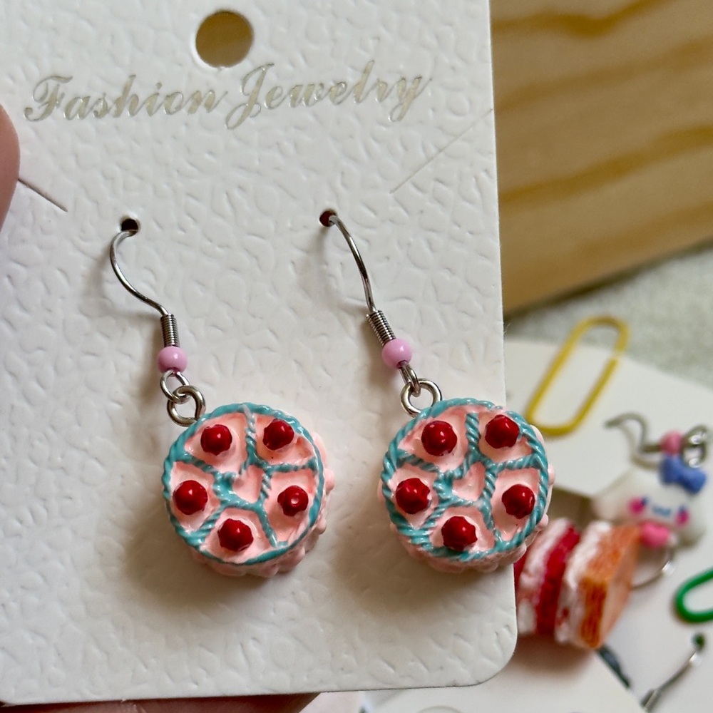 Fashion Jewelry Pink and Red Mini Cake Drop Earrings